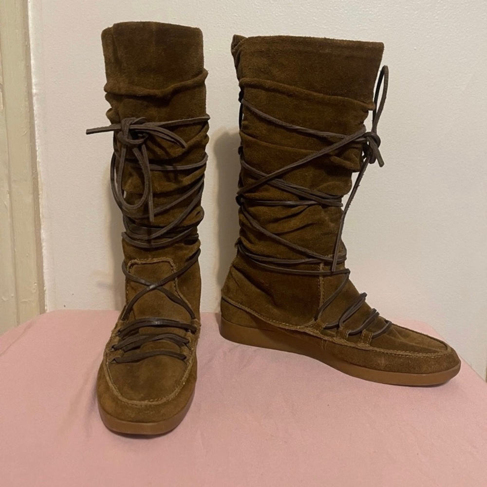 MICHAEL Michael Kors Size 7M Women's Brown Suede Lace-Up Boots‎